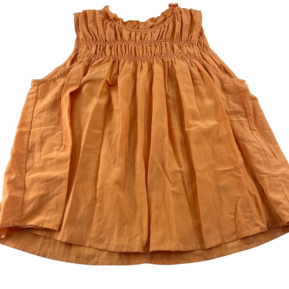 Gilli Women's Sleeveless‎ Smocked Orange Rust Blouse size Medium